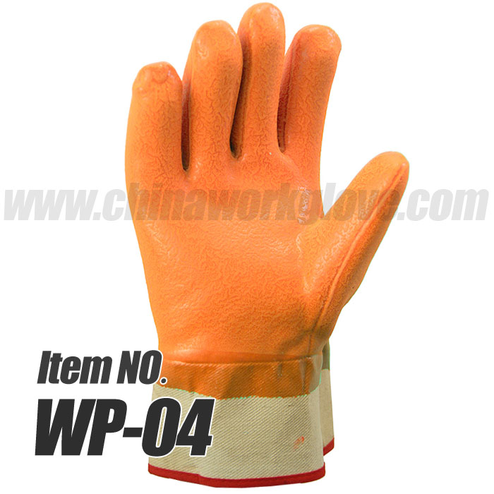 Fluorescent Orange PVC Gloves 